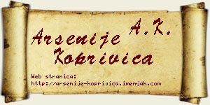 Arsenije Koprivica vizit kartica